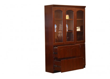 3-Door Wood Veneer Bookcase