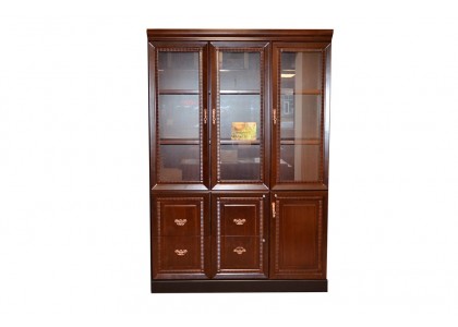 3-Door Wood Veneer Bookcase