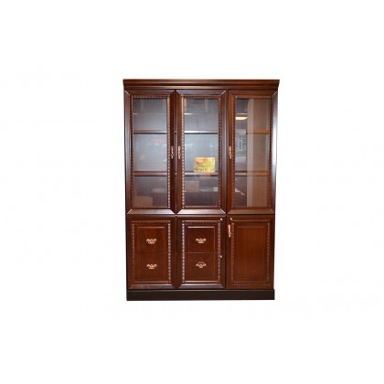 3-Door Wood Veneer Bookcase