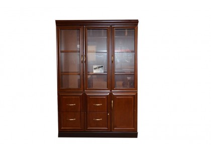 3-Door Wood Veneer Bookcase