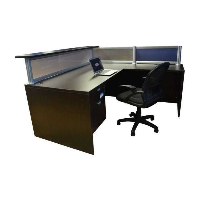 L Shape Reception Desk With Frosted Glass