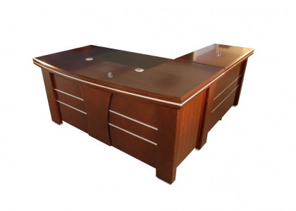 63"W L-Shape Veneer Desk